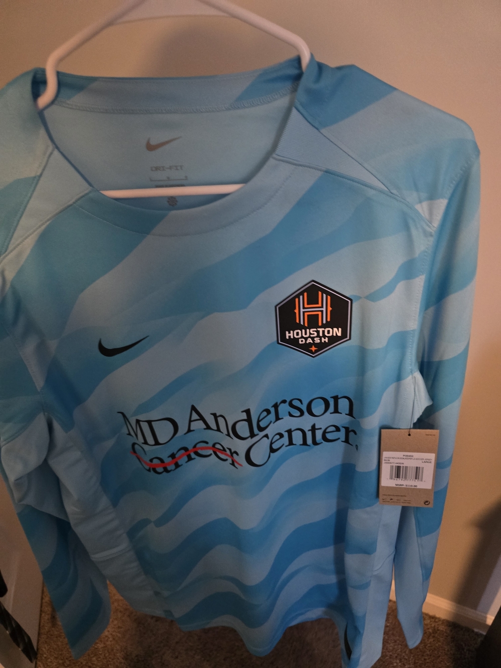 Nike Light Blue Houston Dash Goalkeeper Jersey